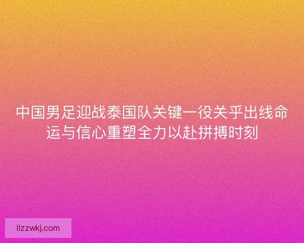 中国男足迎战泰国队关键一役关乎出线命运与信心重塑全力以赴拼搏时刻
